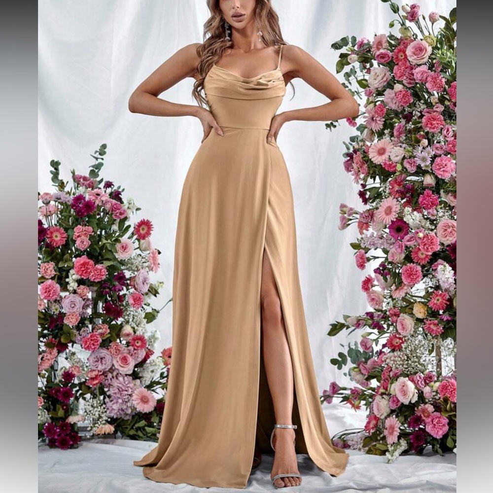Elegant Tan Evening Gown